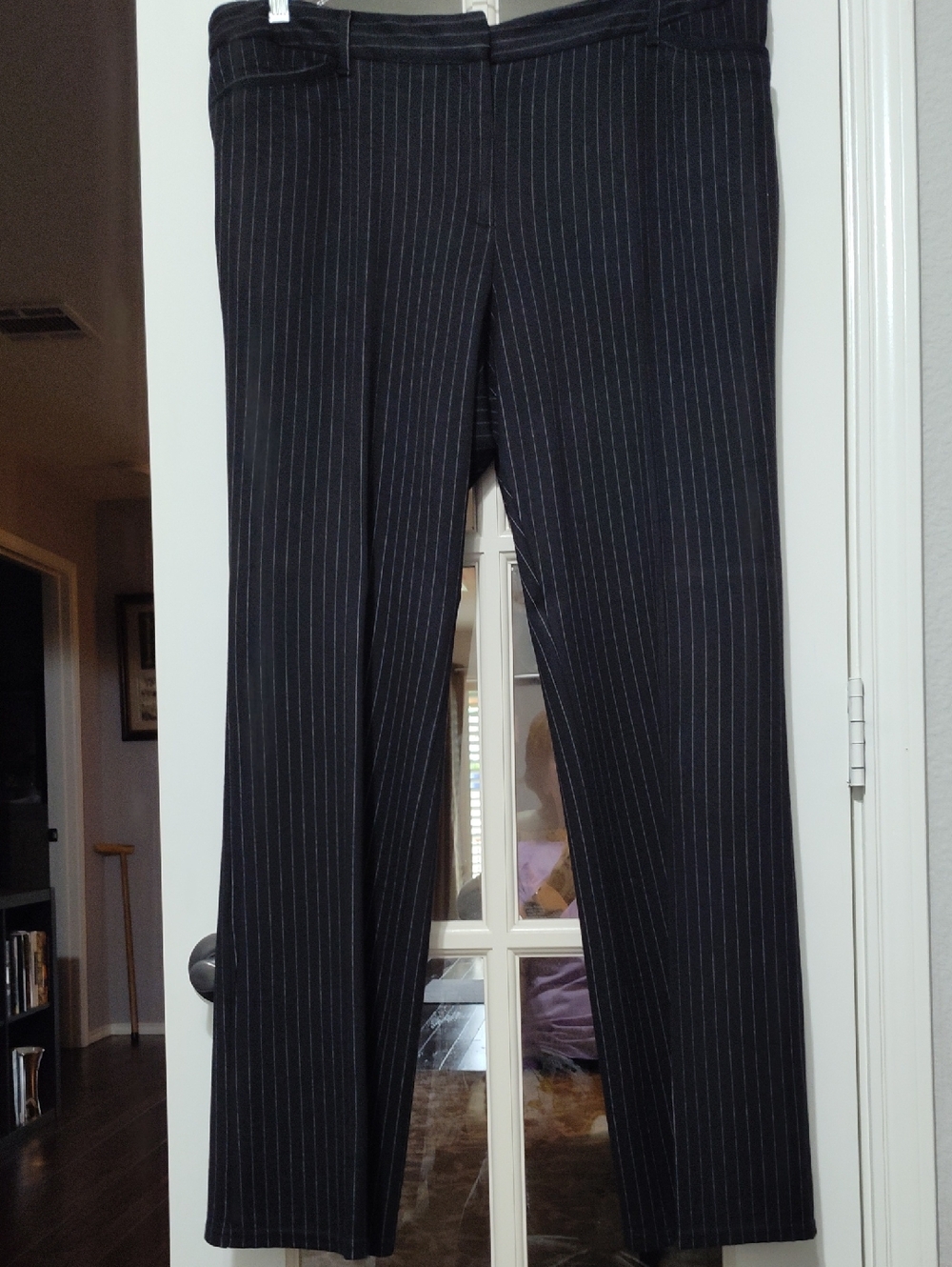 Worthington Tailored Black Pinstripe "Perfect Trouser" In Size 16